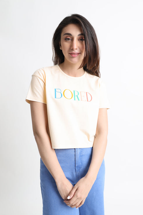 Bored Boxy Cropped Graphic T-Shirt