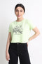 Floral Boxy Cropped Graphic T-Shirt