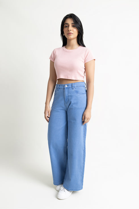 Pink Fitted Cropped T-Shirt