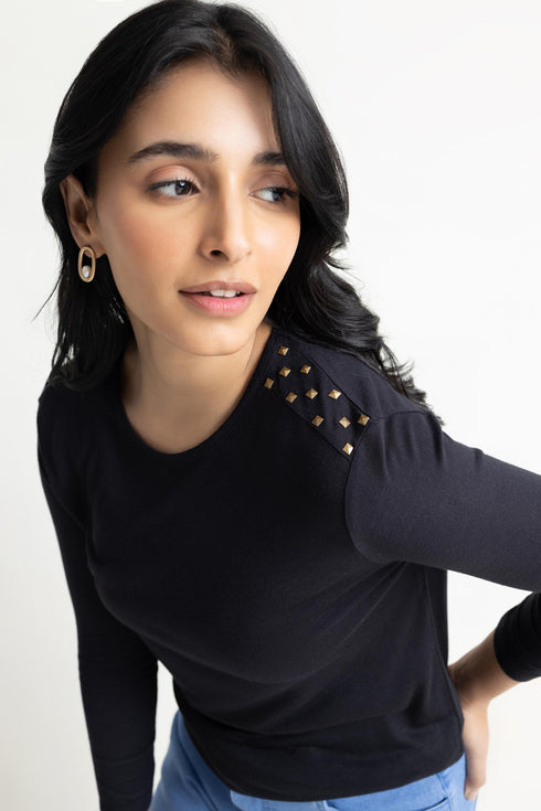 Golden Metal Studs T-Shirt