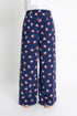 Blue Printed Pleated Pants