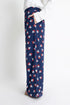 Blue Printed Pleated Pants