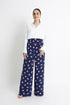 Blue Printed Pleated Pants