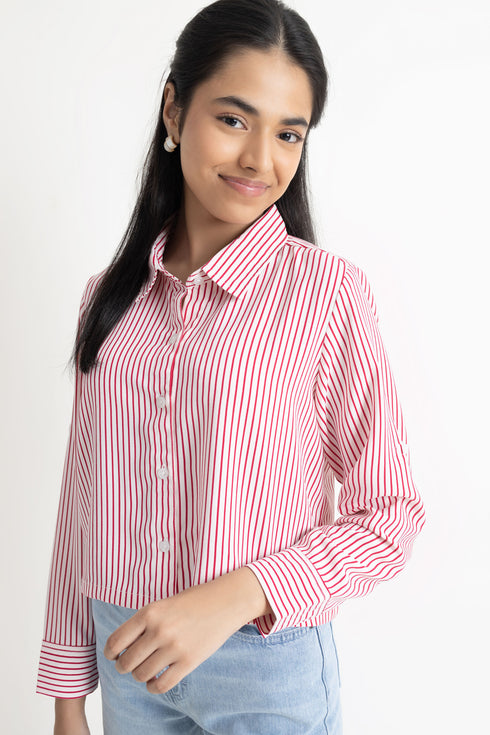 Red Striped Cropped Top