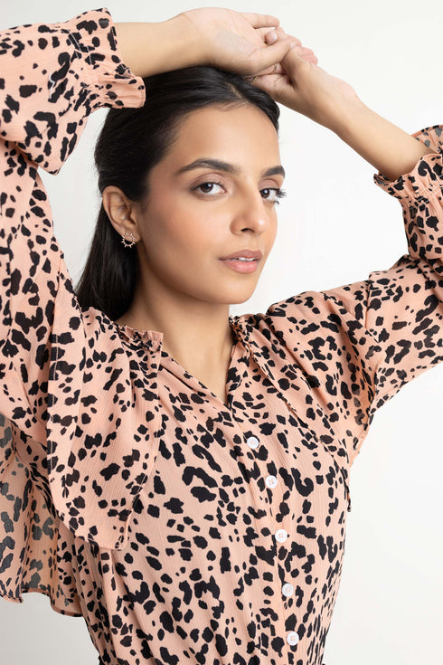 Tea Pink Printed Chiffon Top