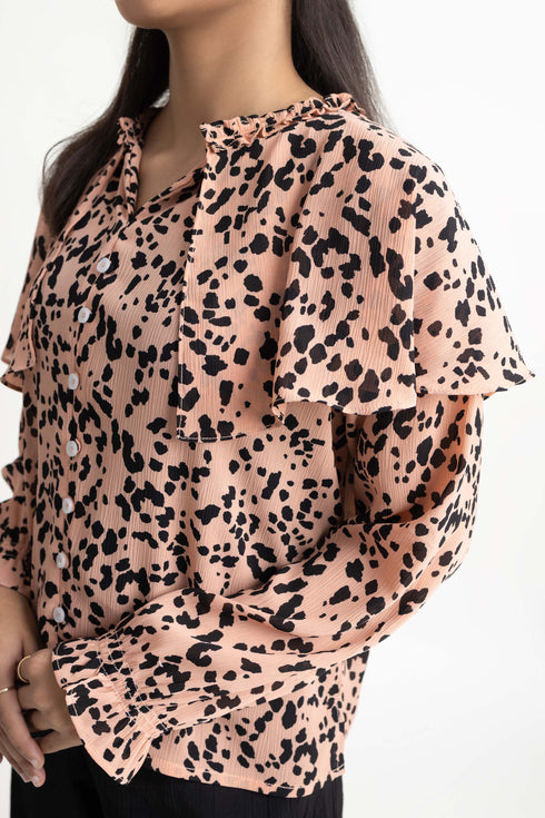 Tea Pink Printed Chiffon Top