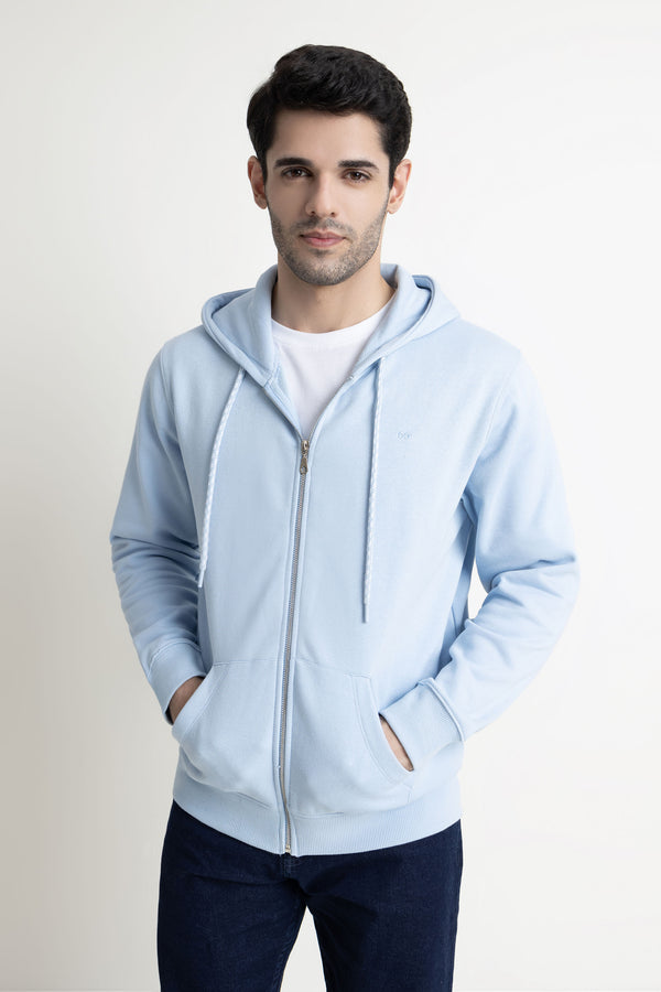 Ice Blue Zipper Hoodie