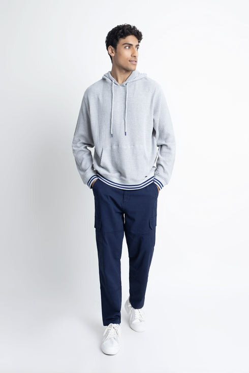 Grey Waffle Knit Hoodie