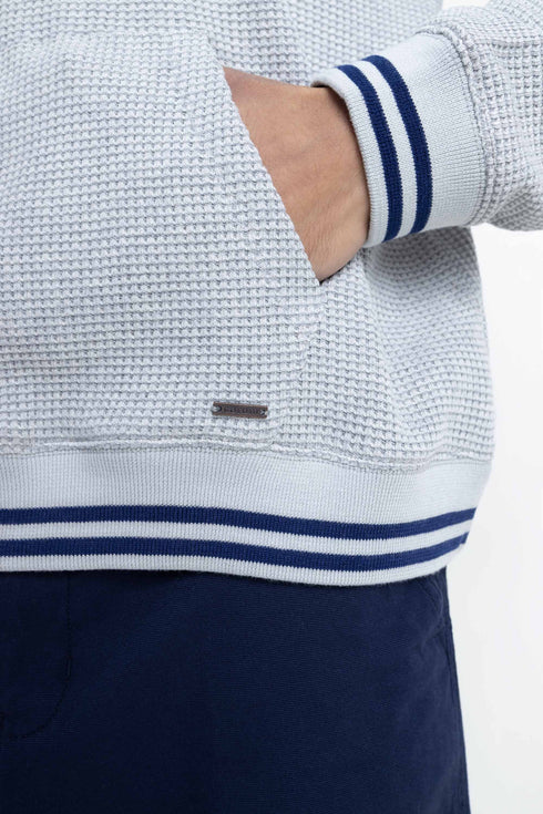 Grey Waffle Knit Hoodie