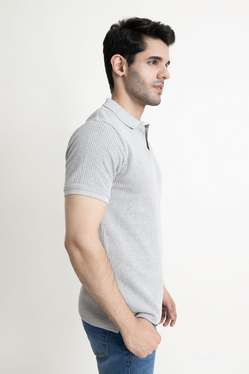 The Grey Waffle Knit Polo