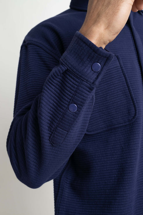 Navy Blue Quilted Overshirt