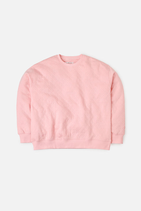 Quilted Pink Drop Shoulder Sweatshirt