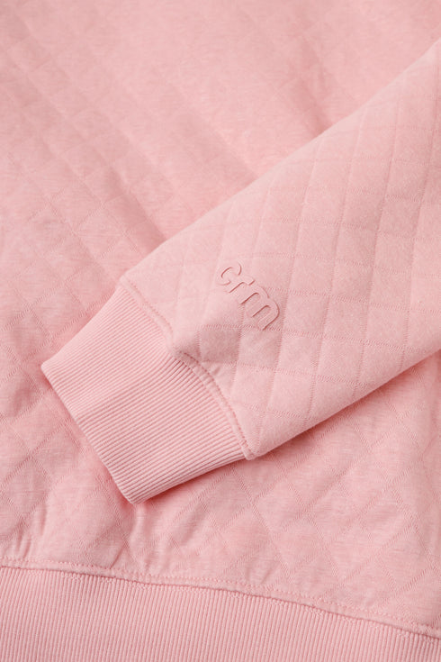 Quilted Pink Drop Shoulder Sweatshirt
