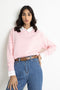 Quilted Pink Drop Shoulder Sweatshirt