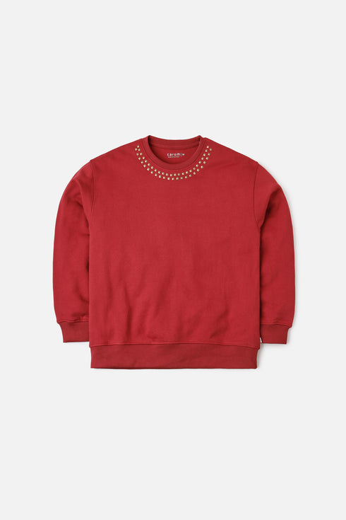 Studded Maroon Sweatshirt