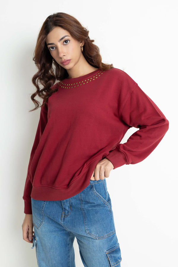 Studded Maroon Sweatshirt