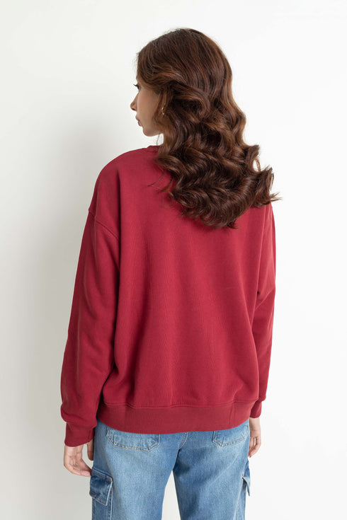 Studded Maroon Sweatshirt