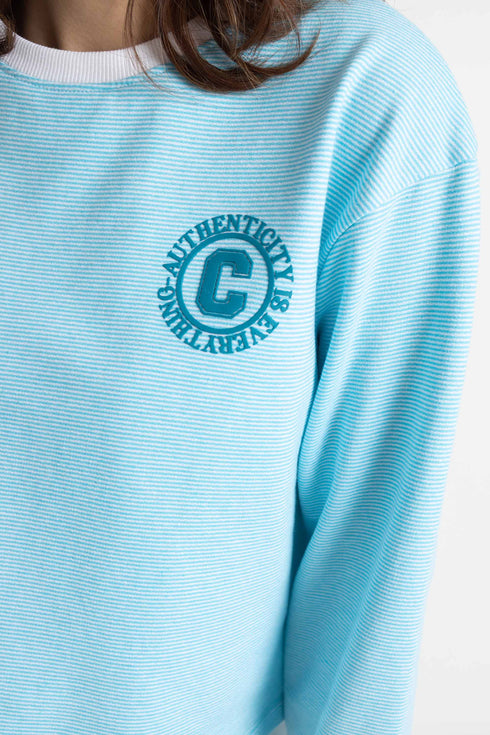 Aqua Stripes Cropped Sweatshirt