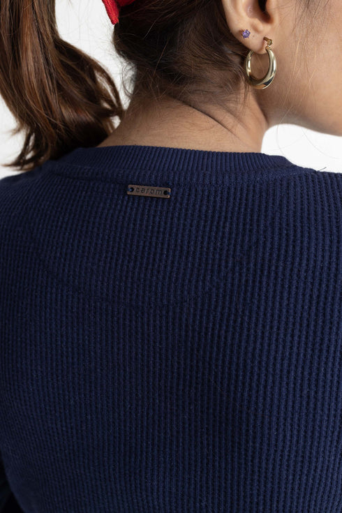 Blue Waffle Knit T-Shirt