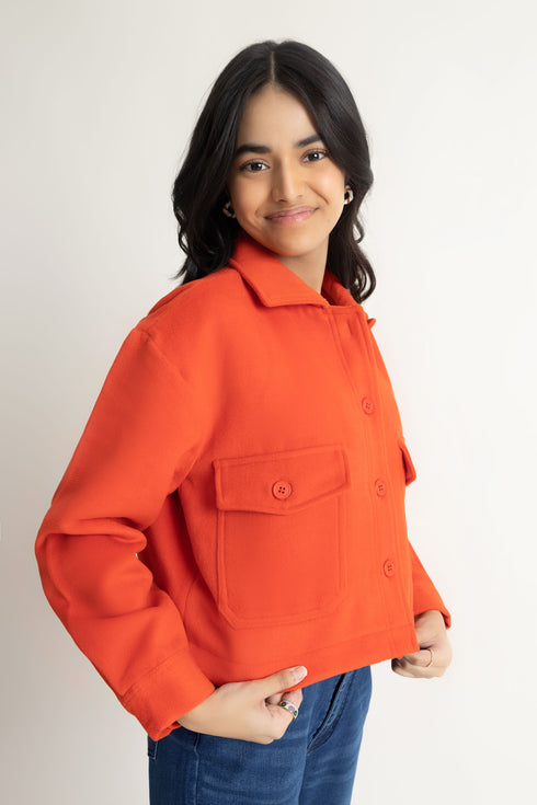 The Orange Wool Shacket