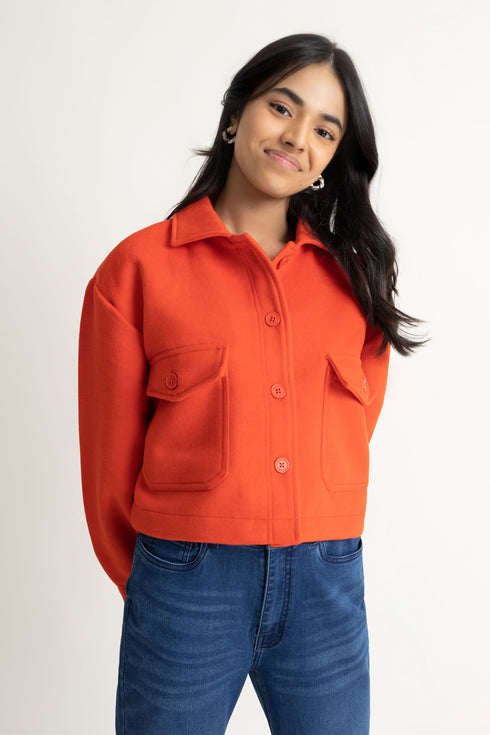 The Orange Wool Shacket