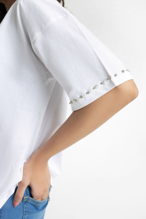 The White Embellished Tee