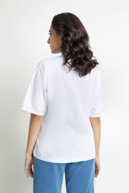 The White Embellished Tee