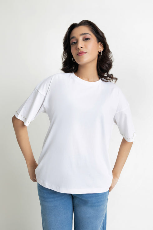 The White Embellished Tee