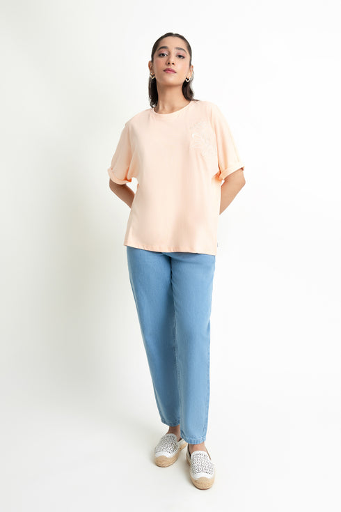 Peach Kimono Tee