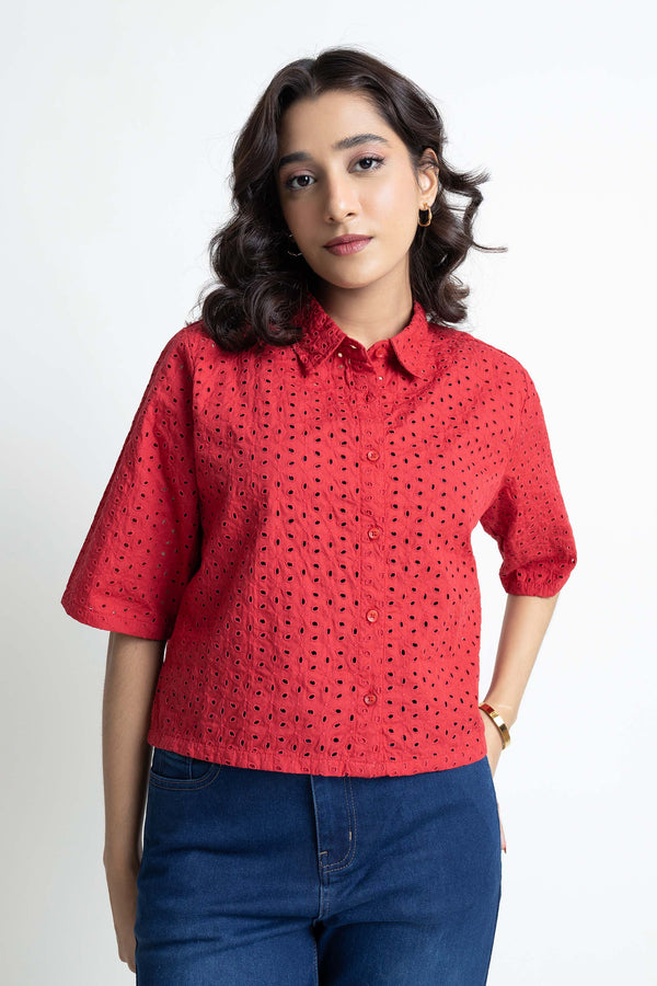 Red Schiffli Shirt