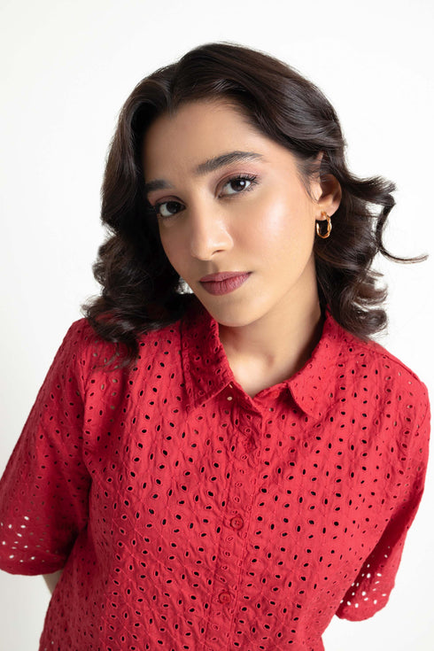 Red Schiffli Shirt