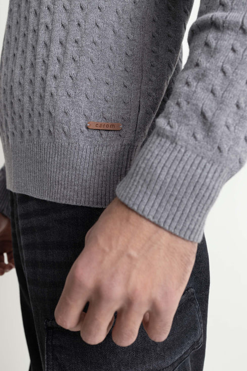 The Regular Fit Grey Cable Knit Sweater