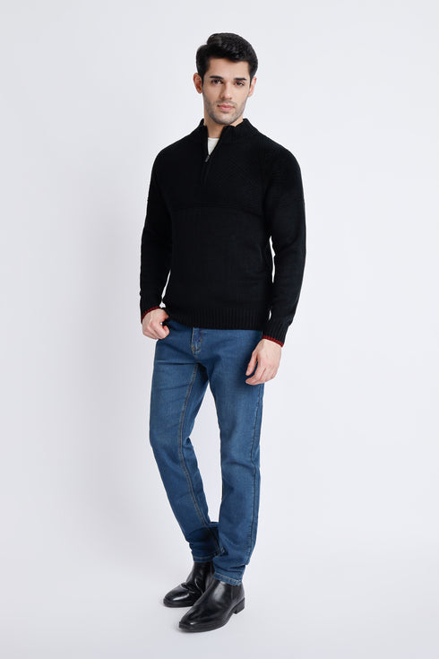 The Black Regular Fit Mock Neck Sweater