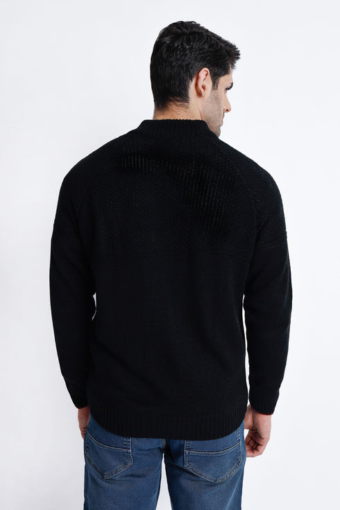 The Black Regular Fit Mock Neck Sweater