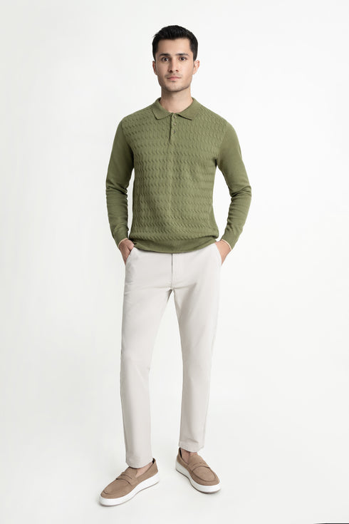 The Regular Fit Olive Polo Sweater