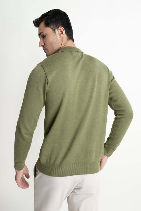 The Regular Fit Olive Polo Sweater