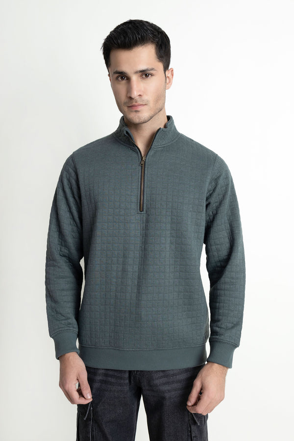 The Quilted Regular Fit Mock Neck