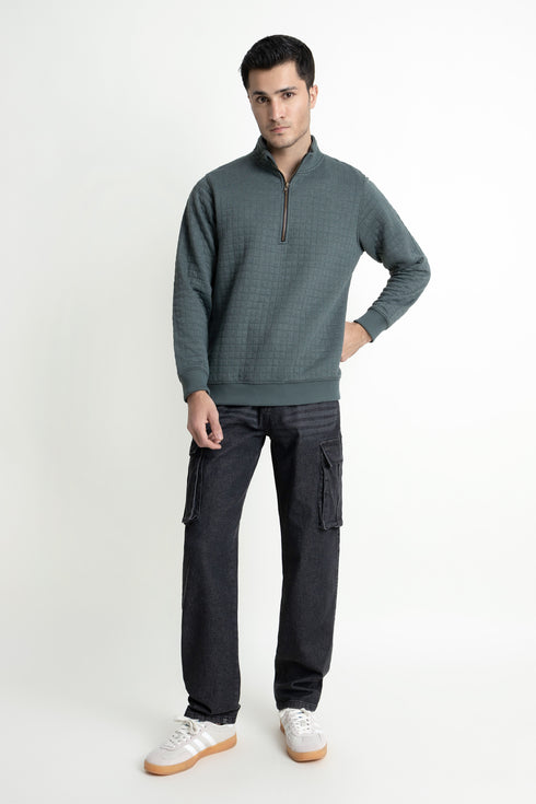 The Quilted Regular Fit Mock Neck