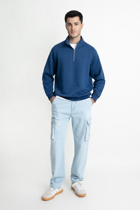 The Blue Quilted Mock Neck