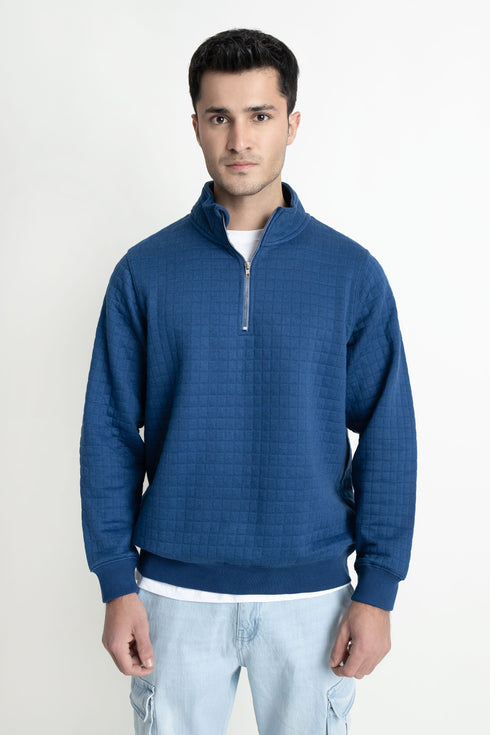 The Blue Quilted Mock Neck