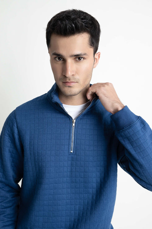 The Blue Quilted Mock Neck