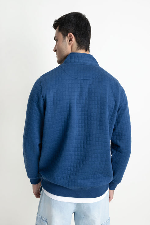 The Blue Quilted Mock Neck