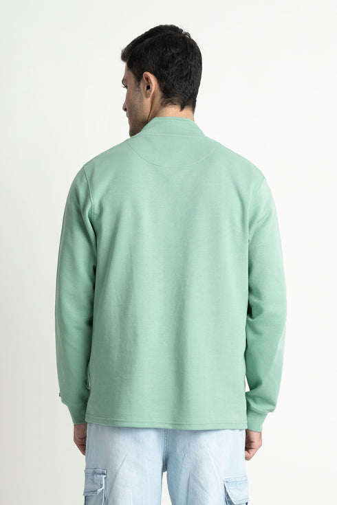 The Regular Fit Neptune Green Half Zipper