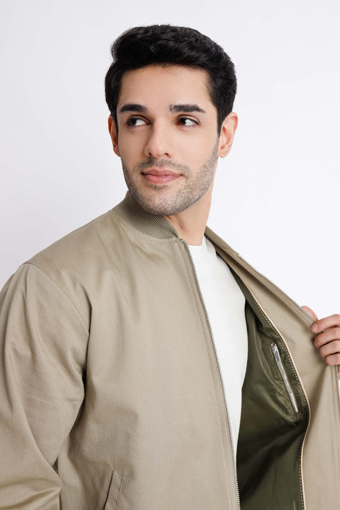 The Regular Fit Olive Bomber Jacket
