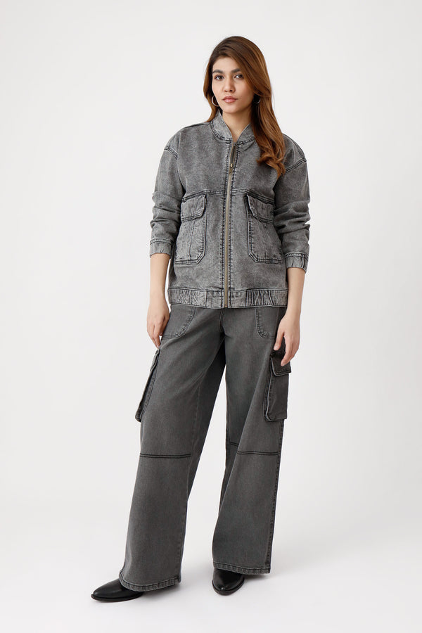 The Boxy Fit Grey Denim Jacket