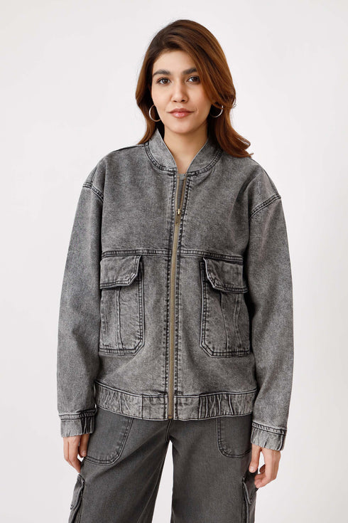 The Boxy Fit Grey Denim Jacket