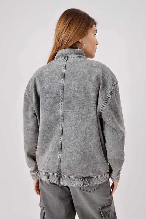 The Boxy Fit Grey Denim Jacket