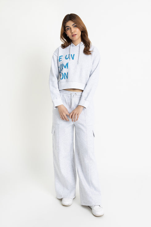 The Grey Boxy Crop Hoodie