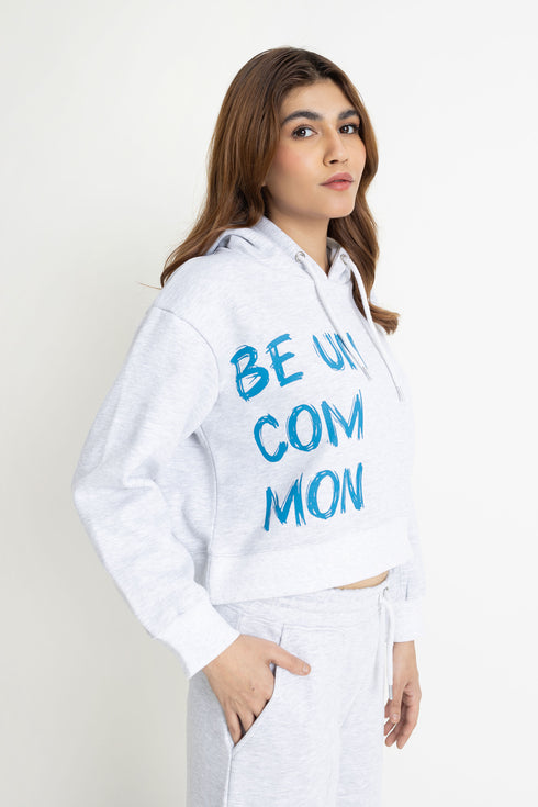 The Grey Boxy Crop Hoodie