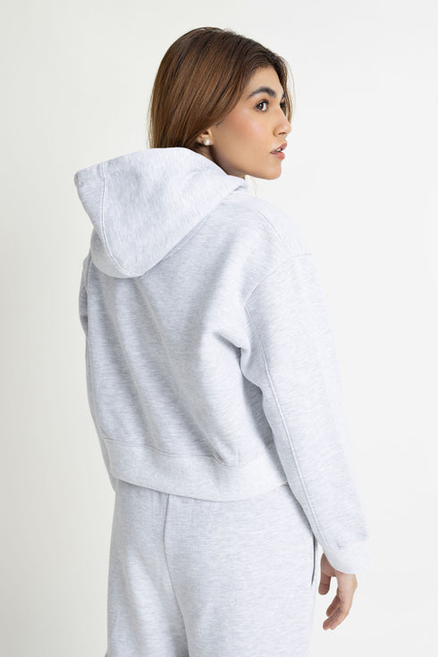 The Grey Boxy Crop Hoodie